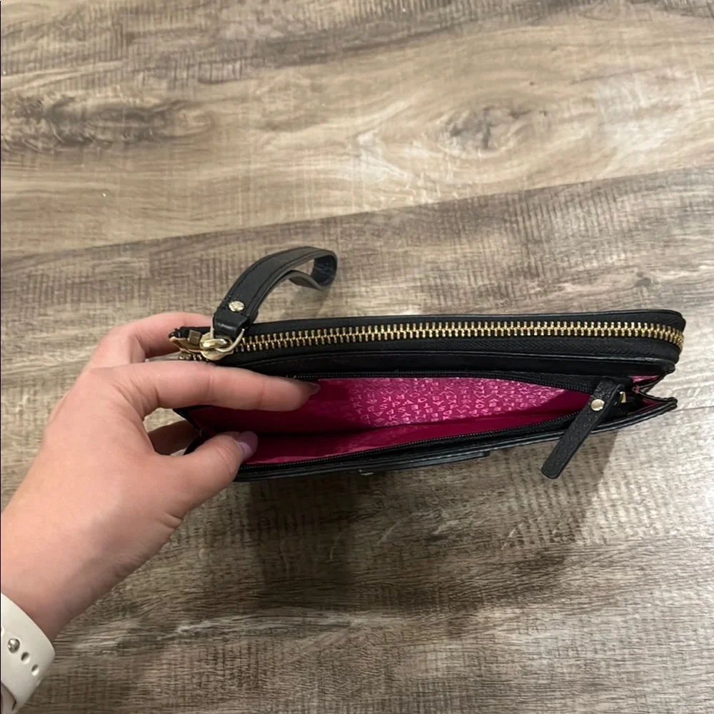 Kate Spade Black Wristlet with Gold Accents